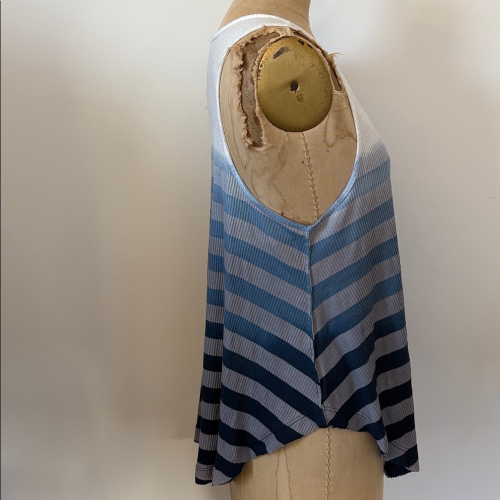 Free People Blue Striped Sleeveless Raw Edge Top S - Picture 4 of 7